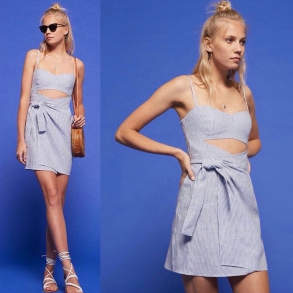 Reformation Blue Striped Mini Dress